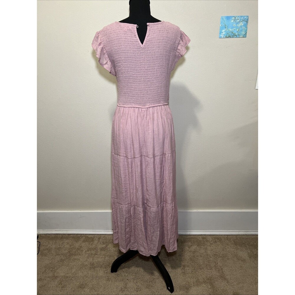 August Sky Women's Pink Tiered Ruffle Dress Size Large Soft Ballerinacore - Picture 4 of 6
